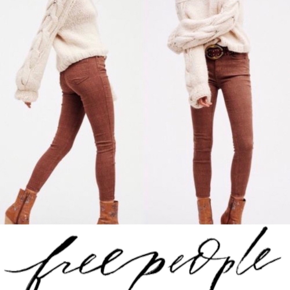 FREE PEOPLE ISABEL JACQUARD PEYTON SKINNY PANTS 25 NWT